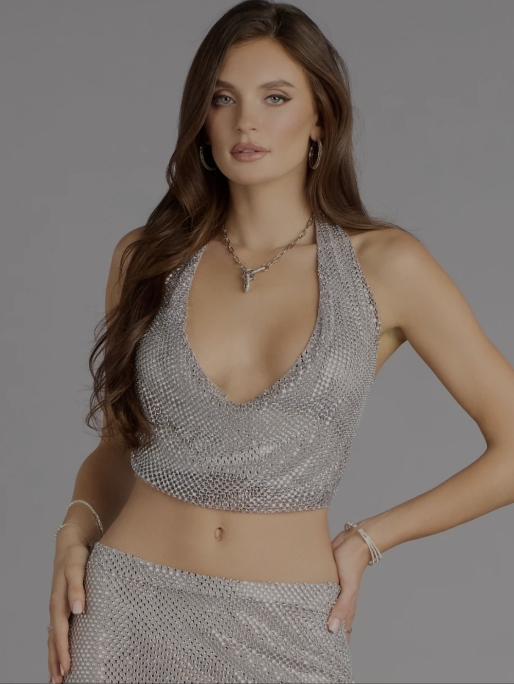 Silver Rhinestone Halter Top - Picture 4 of 5